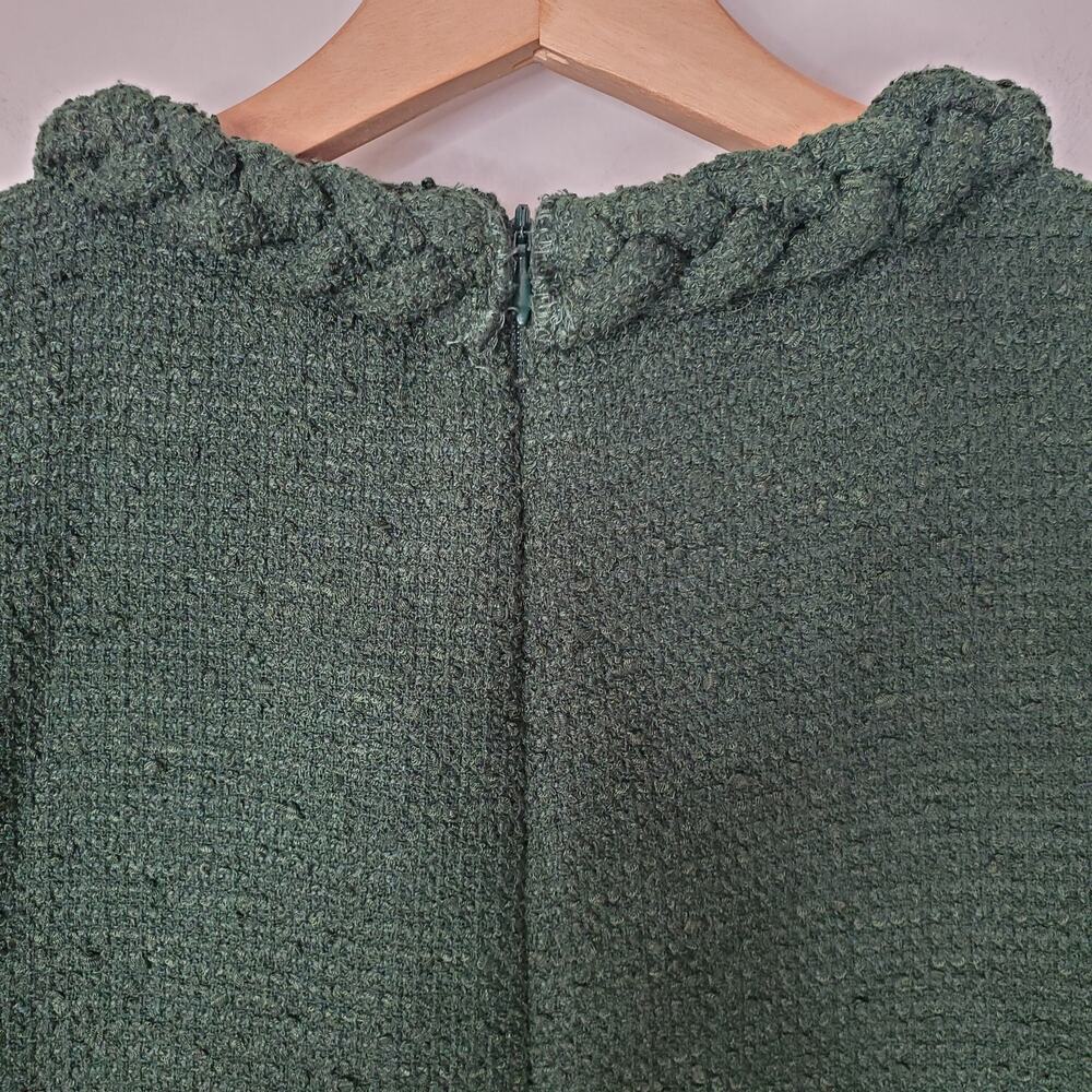 Tuckernuck Jackie Dress Hunter Green Tweed A-Line Shift Mini Braided Size Large - Picture 4 of 10
